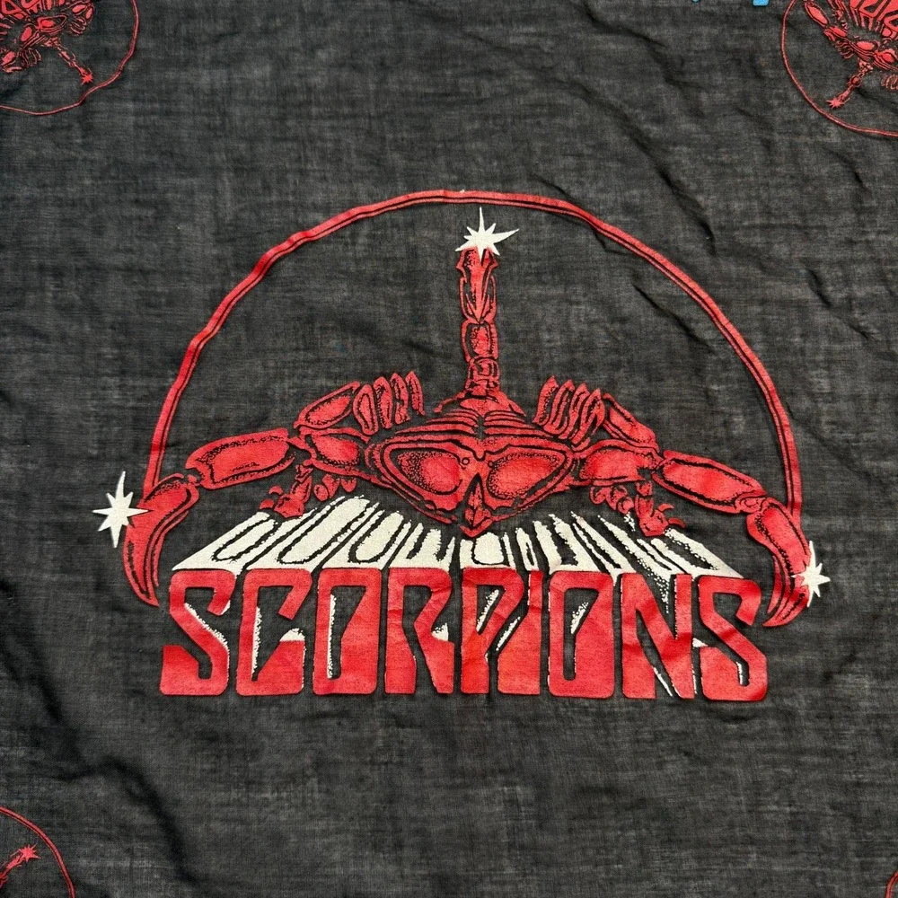 Vintage Scorpions Bandana Love at First Sting 1984 Rock Band Black Red Blue